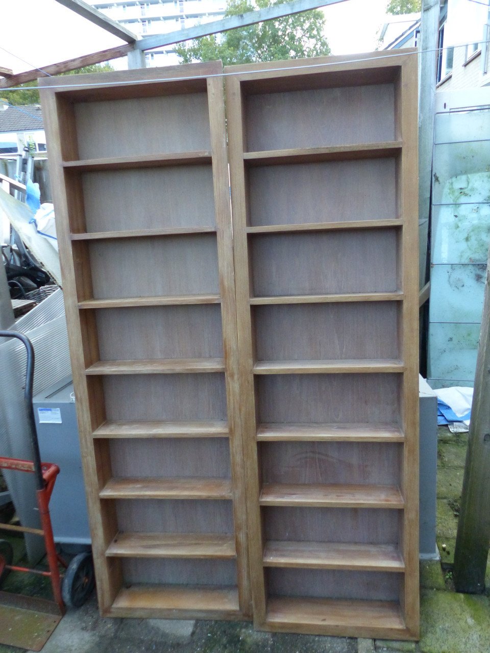 Boekenkast vitrinekast teakhout 2 stuks 60b16d201hoog hangkast