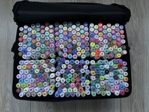 Ohuhu markerset 320 stuks (brush & chisel) - NIEUWE STAAT