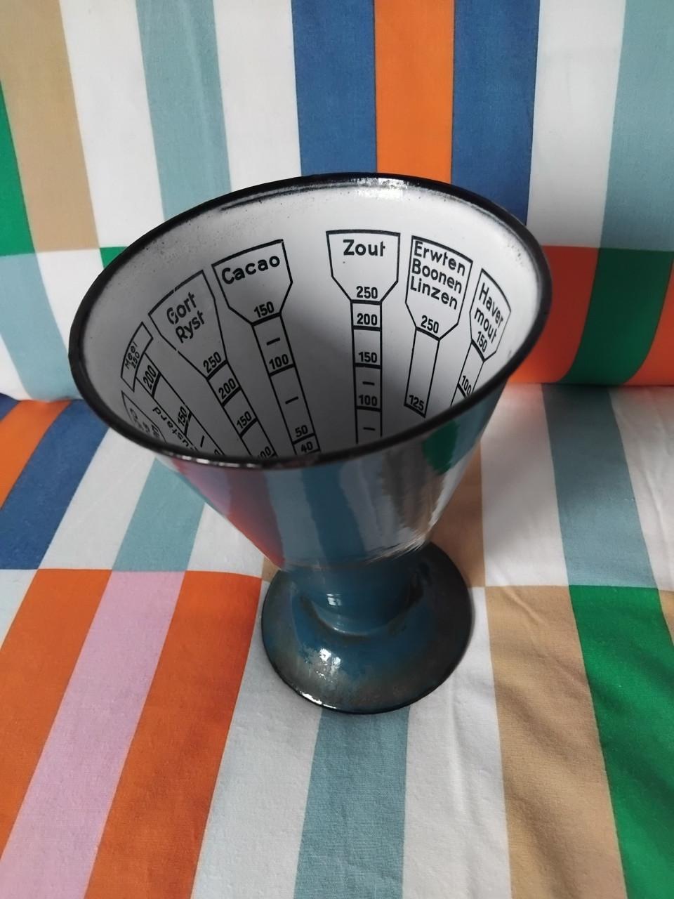 Emaille Vintage Edy Maatbeker Petrolblauw