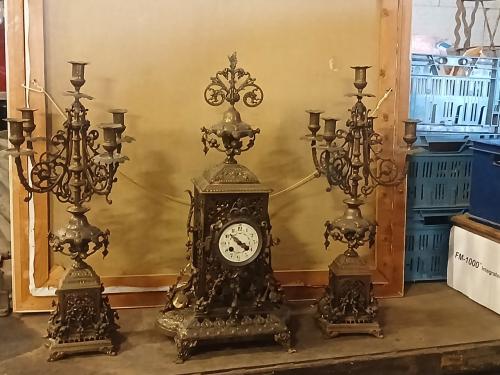 Antiek bronzen schouwstel