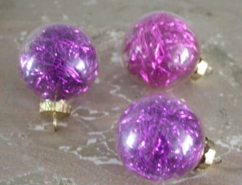 Set van 3 paarse kerstballen