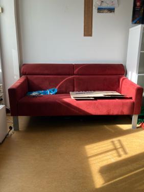 Rood fluweel 2,5 zitbank goede kwaliteit