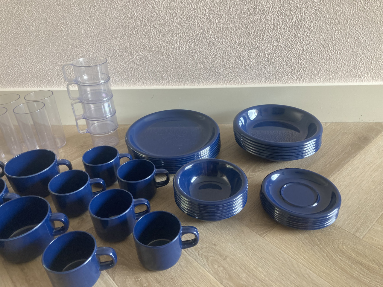 Camping Servies blauw