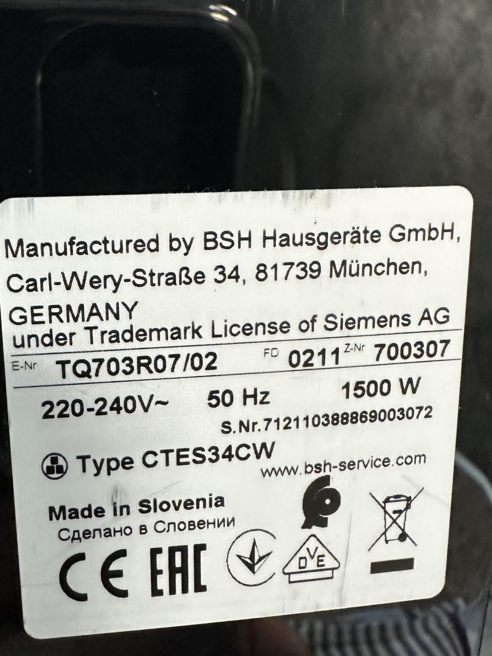 Volautomatische espressomachine, Siemens EQ700 (bonen)