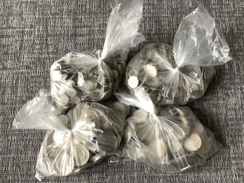 Nederland , 4 kilo nikkelen munten.