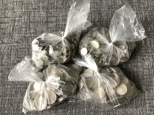 Nederland , 4 kilo nikkelen munten.