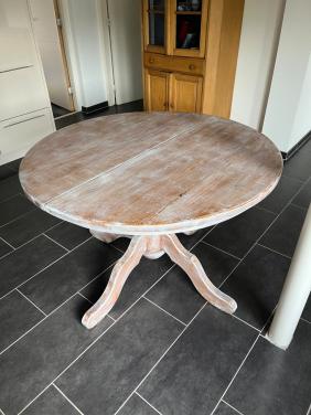 Whitewash ronde tafel (te vergroten ovaal)