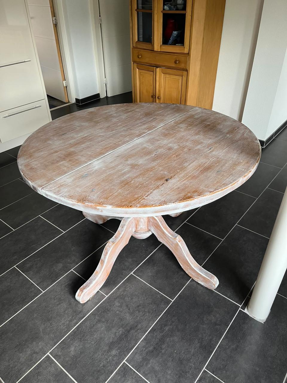 Whitewash ronde tafel (te vergroten ovaal)