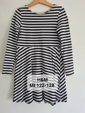 Zwart-wit gestreept jurkje van H&M Maat 122-128
