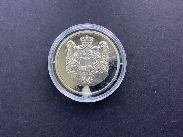 Herdenkingspenning Koning Boudewijn I 1930 - 1993 , zilver.