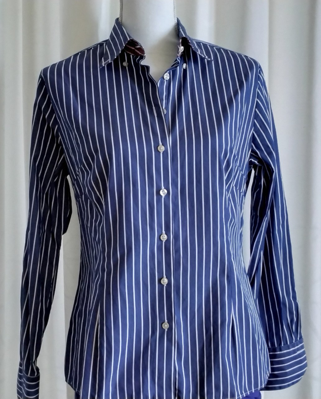 Blauwe gestreepte blouse