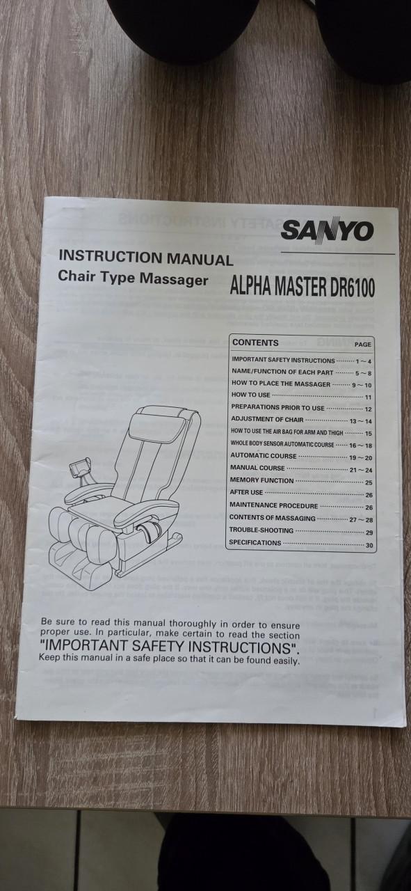 Sanyo Alpha Wellness DR2030 massagefaueteuil