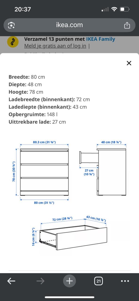 Ladekast wit ikea