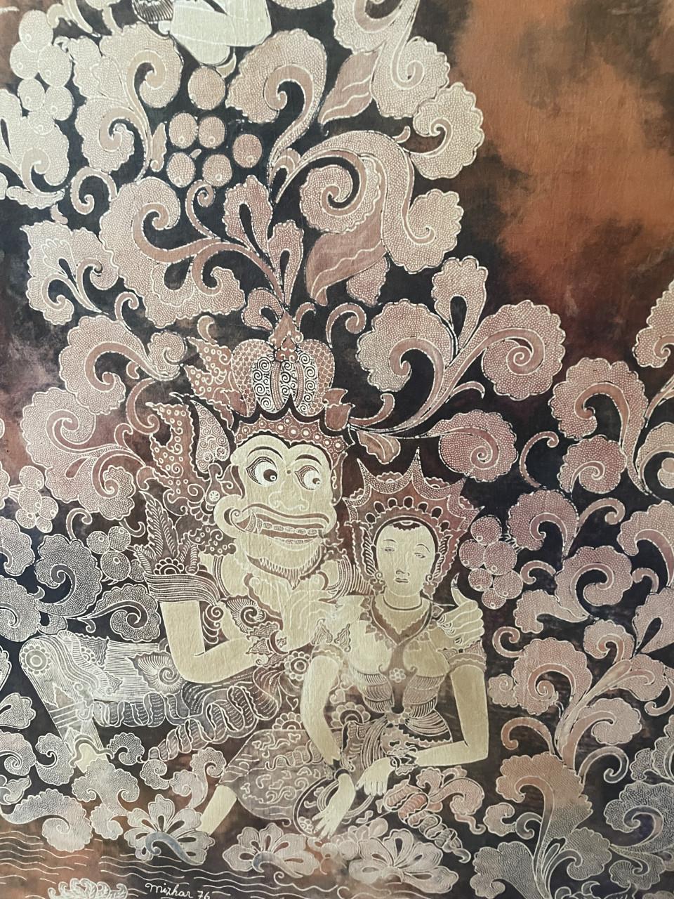 77x92cm Batik schilderij in lijst Ramayana Indonesië Java