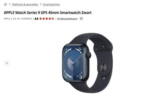Apple Watch series 9 45 mm met stalen bandje