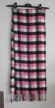 Sjaal geblokt roze zwart wit