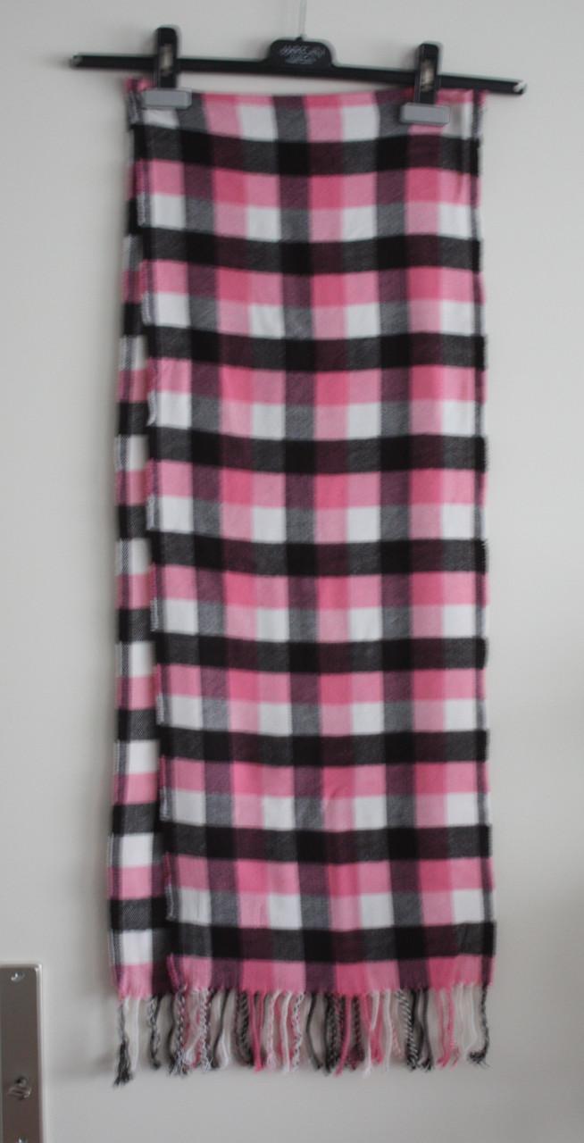 Sjaal geblokt roze zwart wit