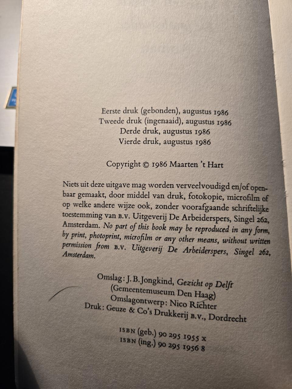 Boek: De jacobsladder van Maarten 't Hart 4e druk 1986