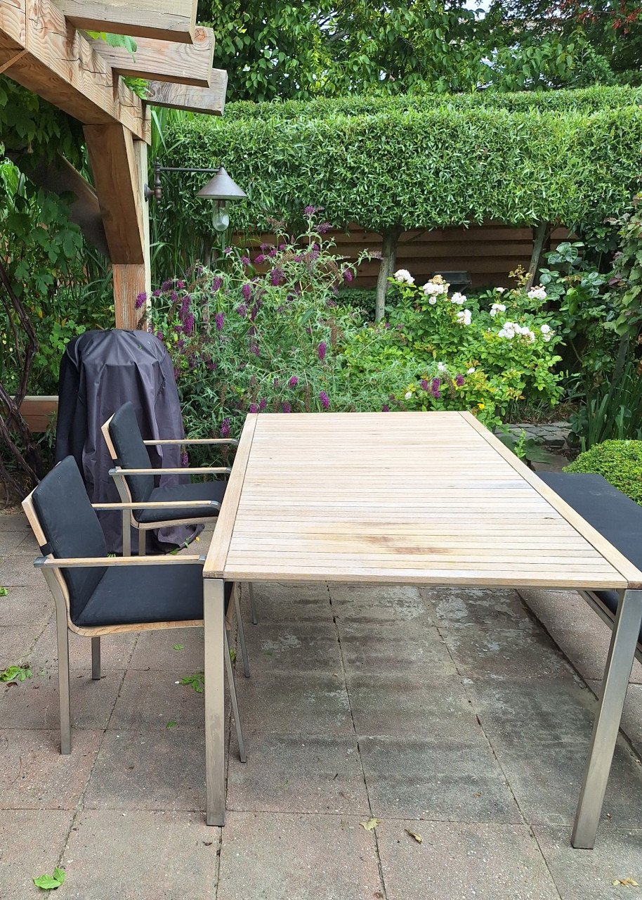 RVS en teakhouten tuinset