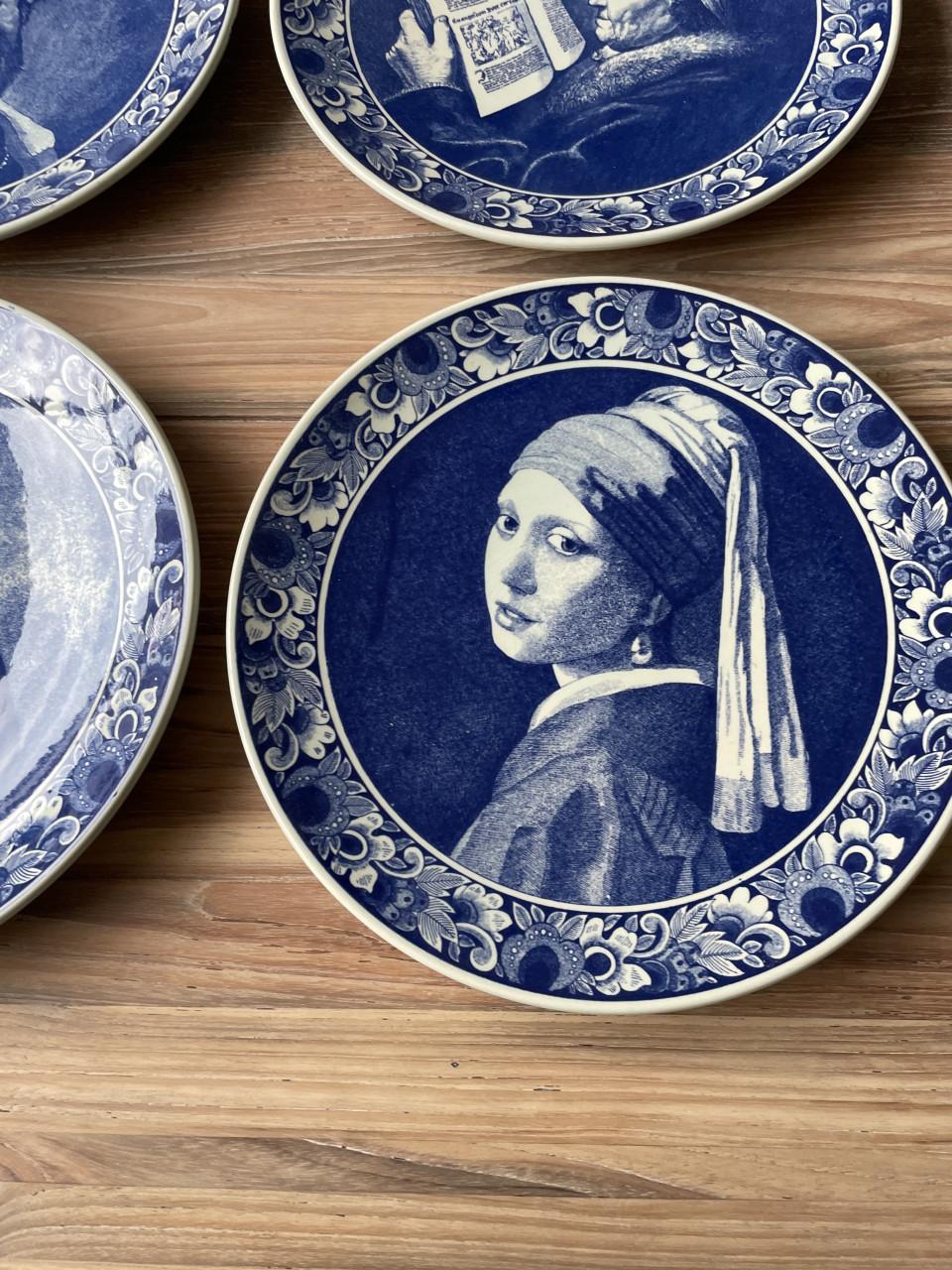 4 Delfs blauwe borden