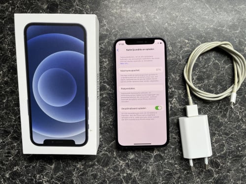 Apple iPhone 12 Mini 128GB Zwart compleet met lader en hoesje 165€