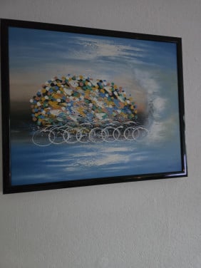 TE KOOP SCHILDERIJ VAN PELETON WIELRENNERS