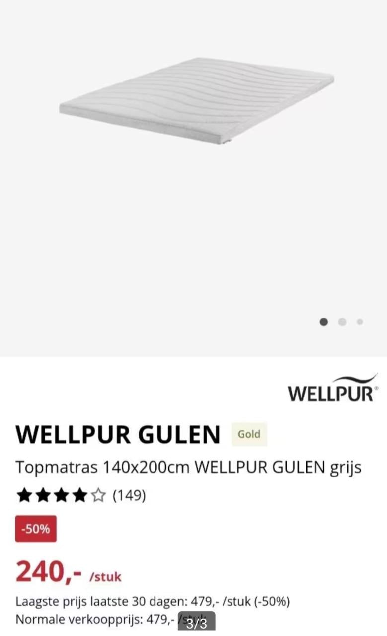 Topmatras van Wellpur