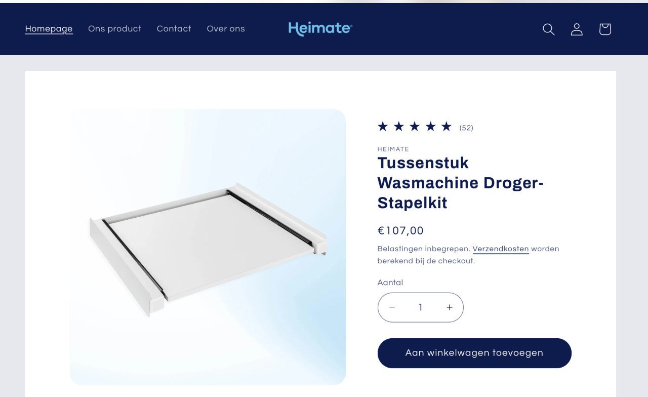 Stapelkit uittrekbaar tussenstuk tussen wasmachine en droger