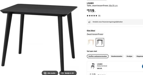 Tafel zwart essenfineer