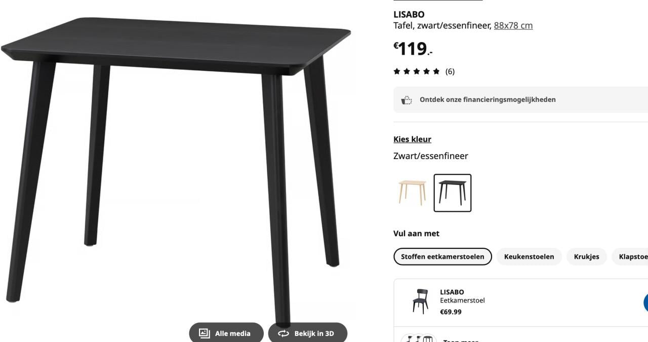 Tafel zwart essenfineer