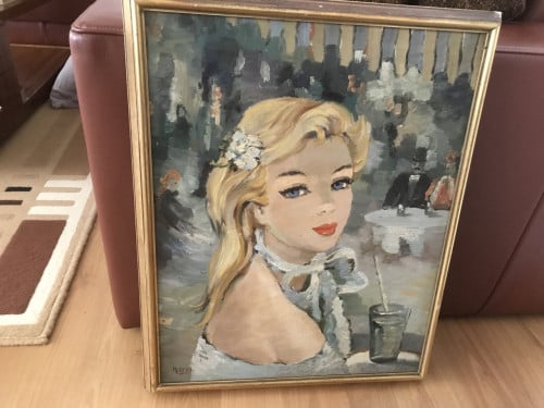 Schilderij van een meisje gemerkt