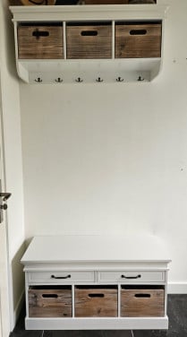 Kapstokmeubel wit (kapstok en halbankje)