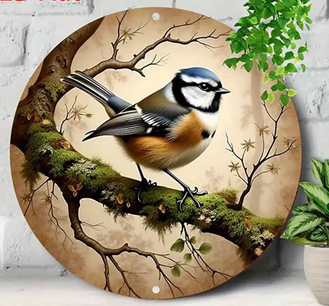 Pimpelmees ( op aluminium + nieuw ) decoratie
