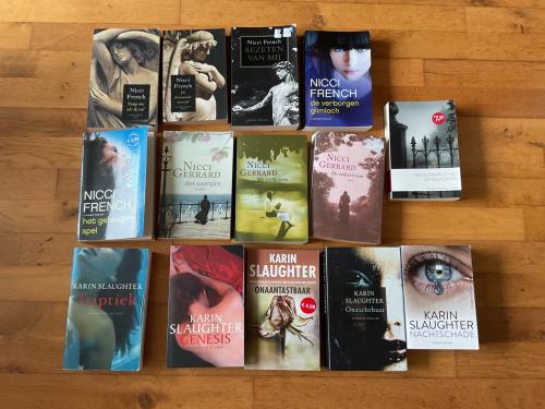 Thrillers Nicci Gerard, Nicci French, Karin Slaughter enz. € 1 per stuk