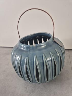 Riverdale Marlow Windlicht - Blauw Aardewerk - 18 cm
