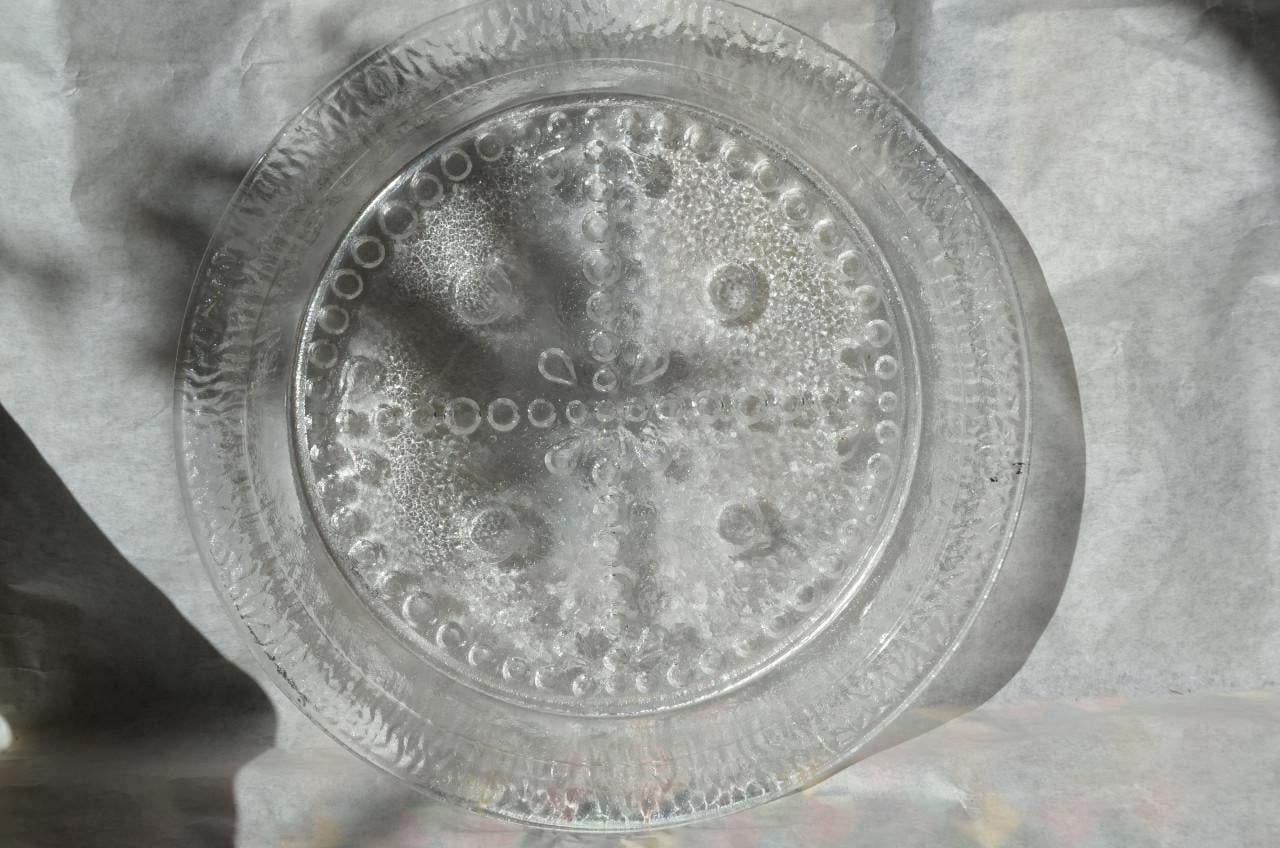 Glazen (fruit)schaal Scandinavisch design in goede staat.