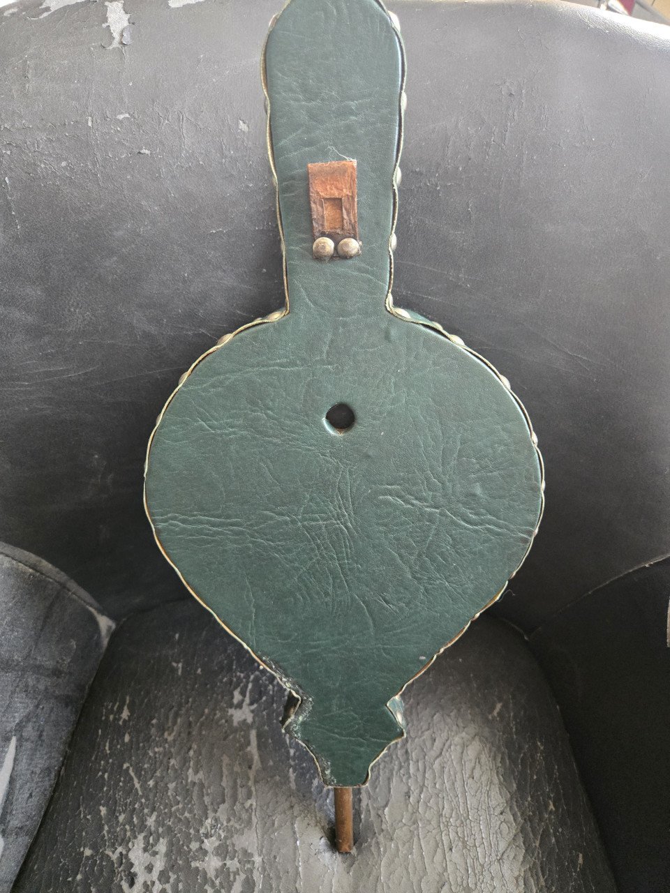 Blaasbalg met groen leer en koper, 50 cm