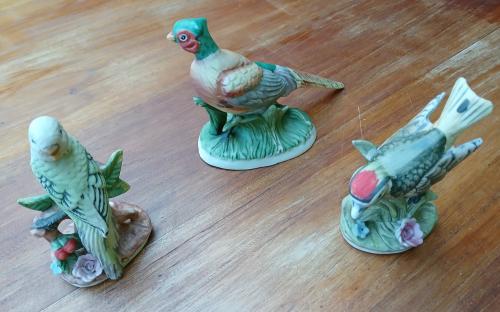 3 Vintage vogelbeeldjes - Bisque porselein van Lefton
