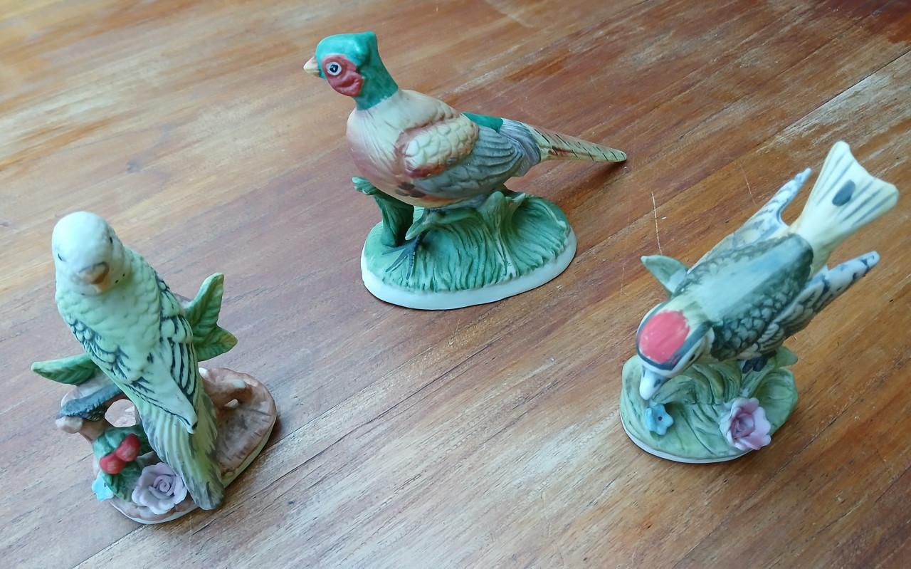 3 Vintage vogelbeeldjes - Bisque porselein van Lefton