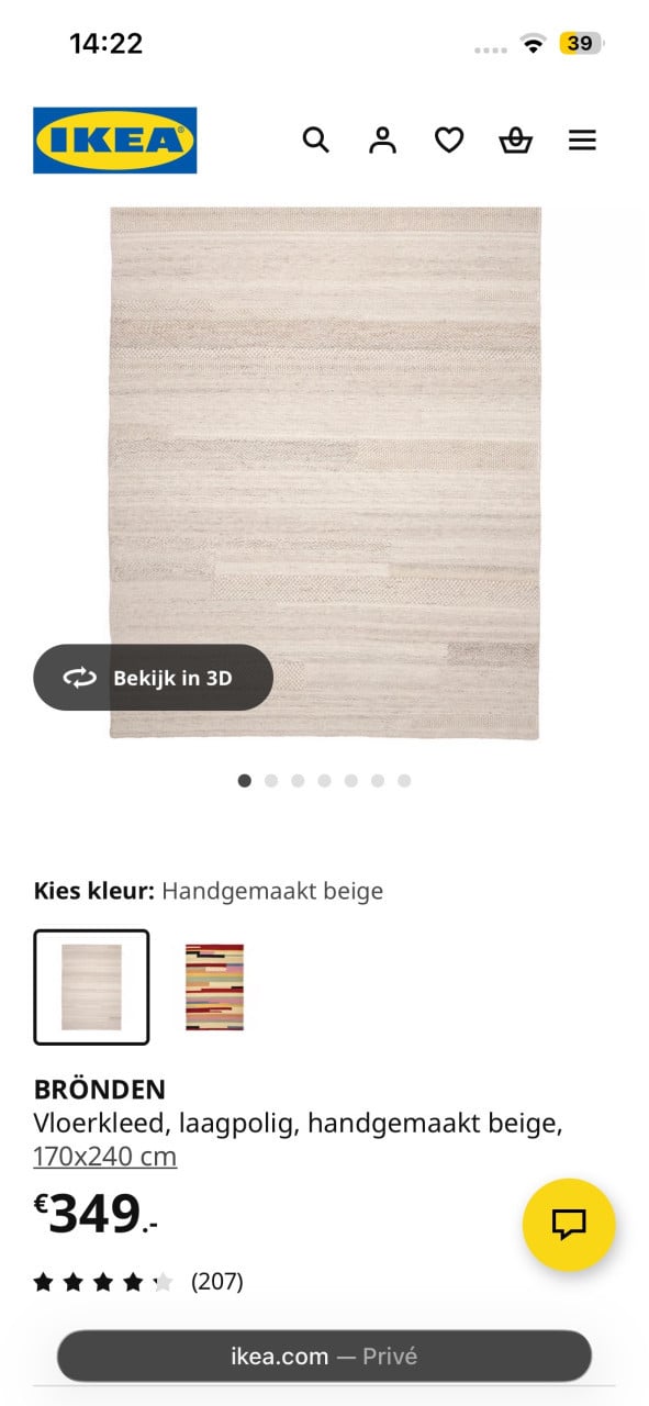 Prachtig handgemaakt laagpolig vloerkleed van wol