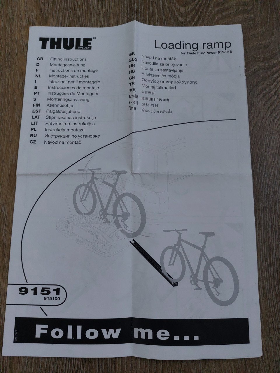 Fietsendrager Condor RC-2-F, kantelbaar, framebevestiging + THULE oprijgoot