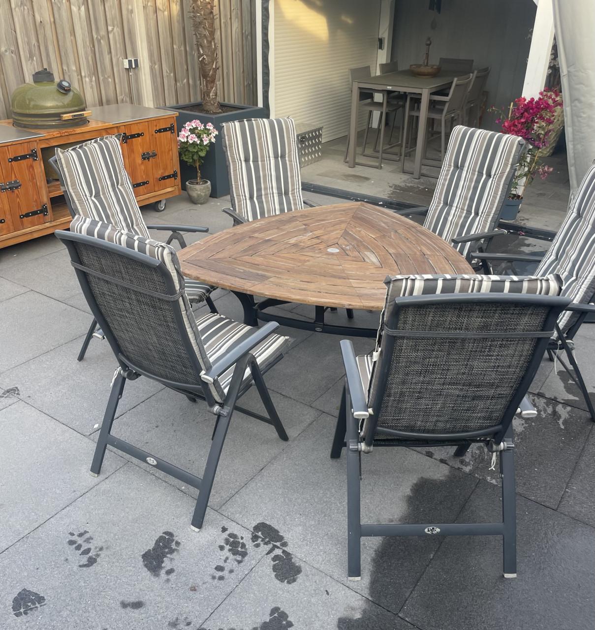 Tuinset Hartman tafel met R&S design stoelen + kussens