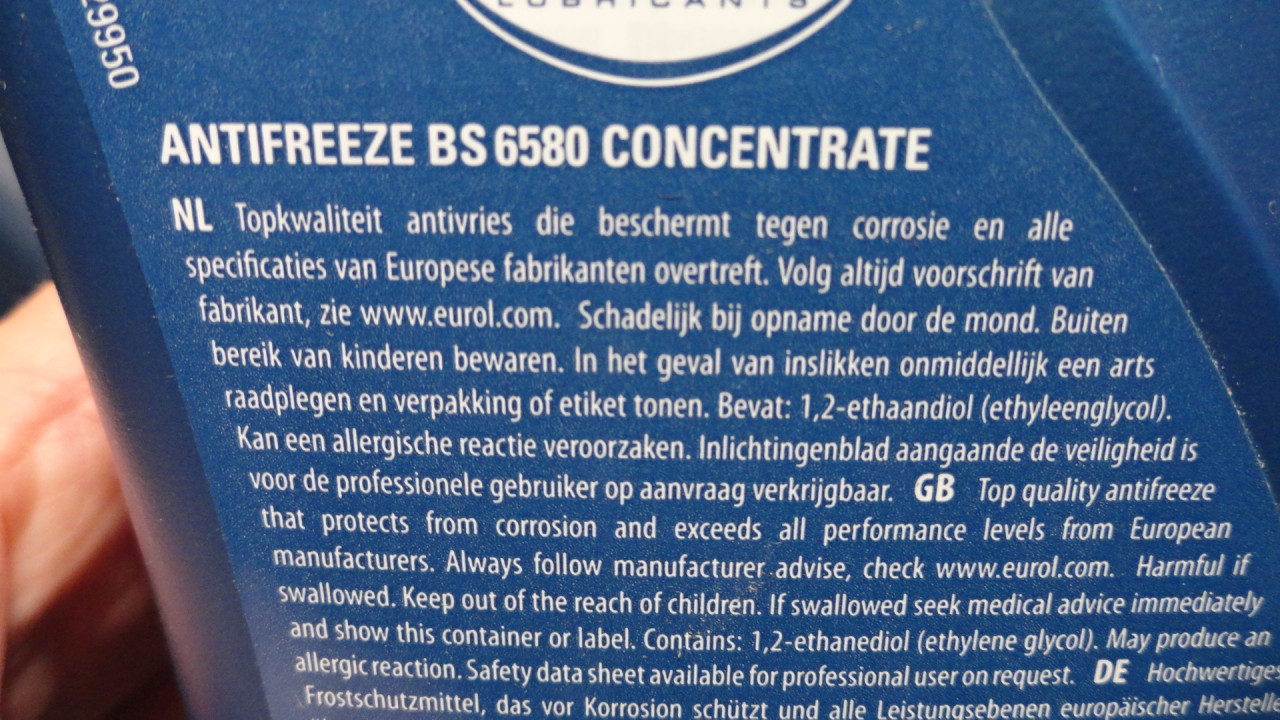 Eurol Antifreeze BS 6580 Concentraat-NIEUW 2 X 1 LITER
