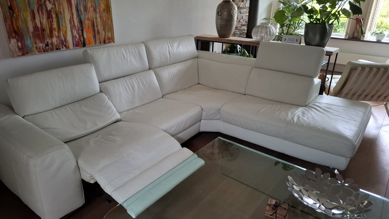 Hoekbank wit leer Natuzzi Editions