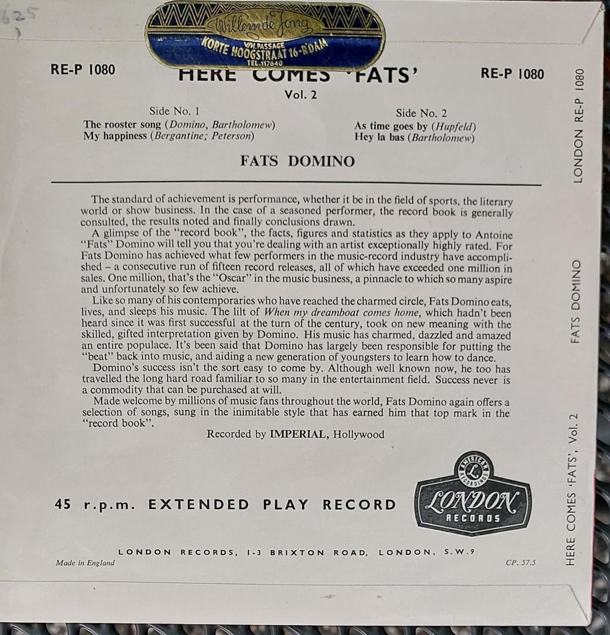 Fats Domino - Here Comes Fats  7"