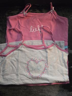 2 hemden meisjes mt 110/116 Lief! Lichtrroze en wit