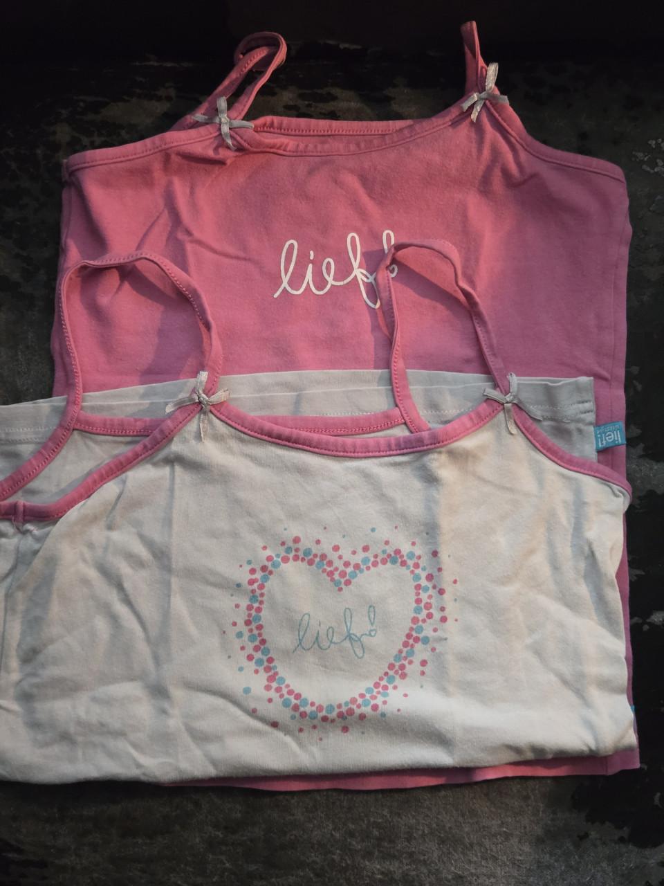 2 hemden meisjes mt 110/116 Lief! Lichtrroze en wit