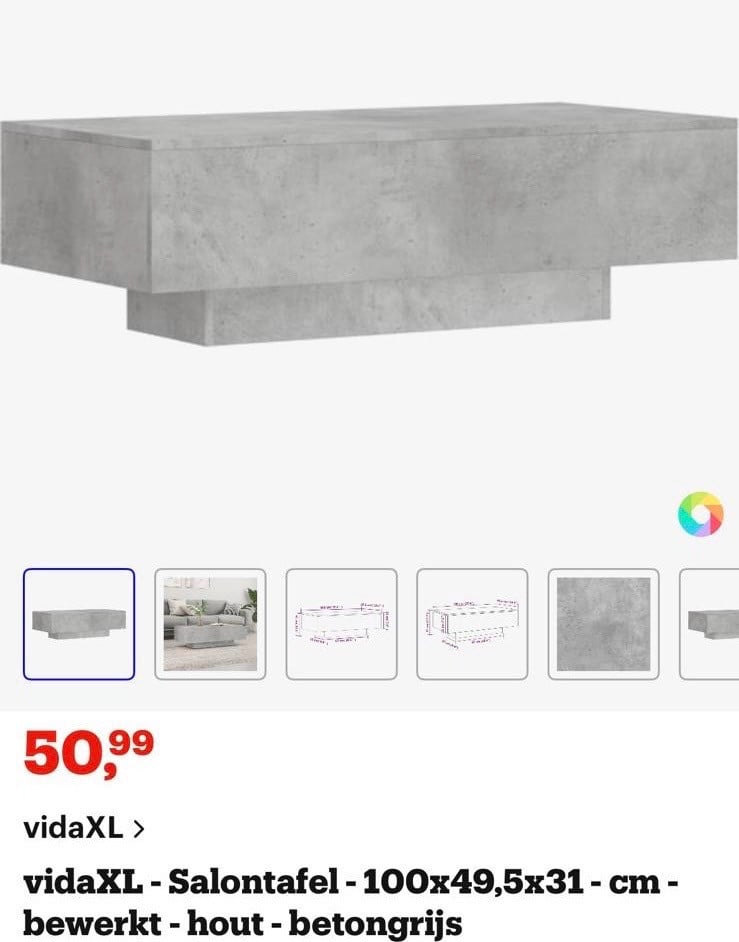 Salontafel in betonlook