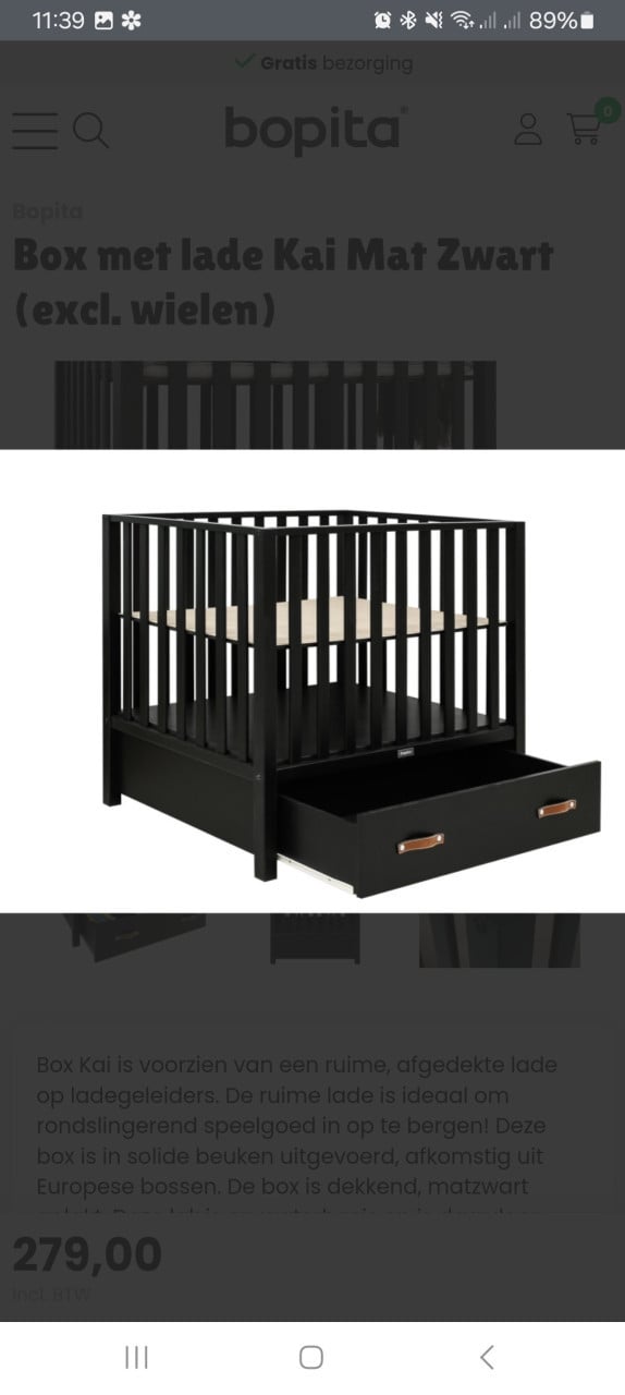 Mat zwarte bopita box met lade