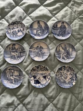 9 Delfts blauwe boch bordjes